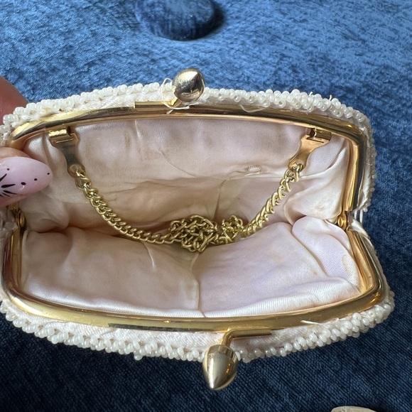 PRIVATE ORDER for @ryhumb: Vintage White Beaded Clutch Purse 1950s Style - Picture 5 of 5